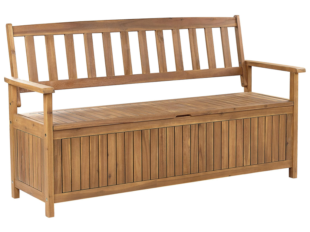 Banc de jardin 160 cm avec coffre Bois d'acacia Marron