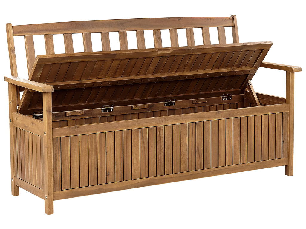 Banc de jardin 160 cm avec coffre Bois d'acacia Marron