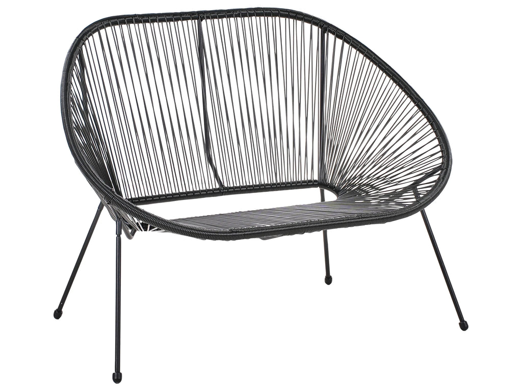 Banc de jardin 113 cm Résine tressée (PE) Noir