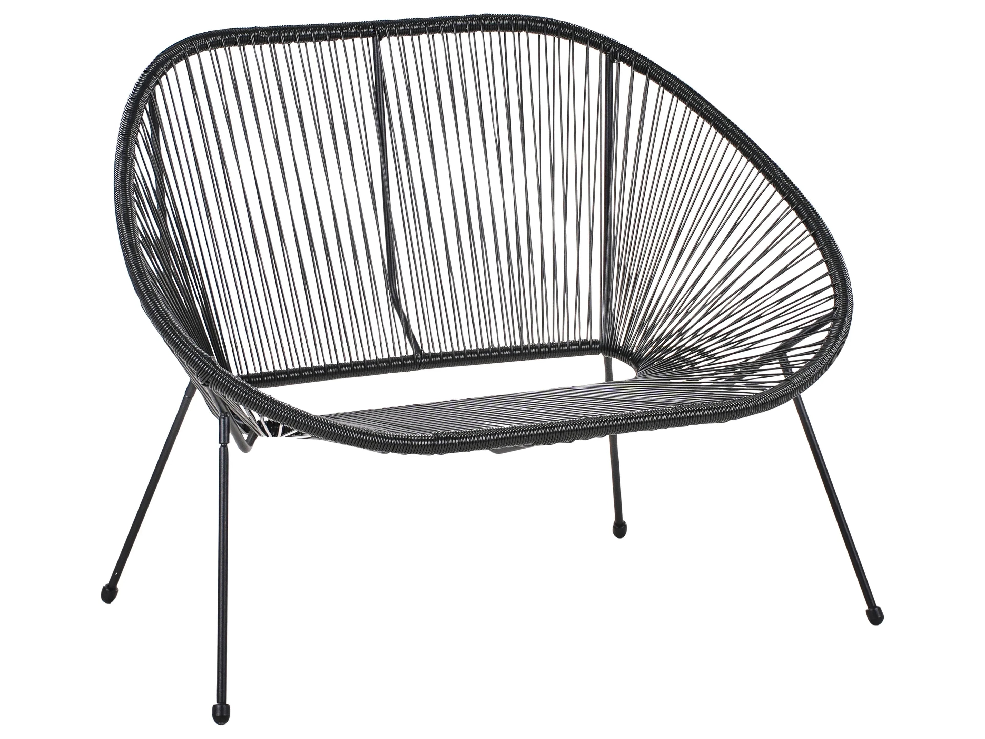 Banc de jardin 113 cm Résine tressée (PE) Noir