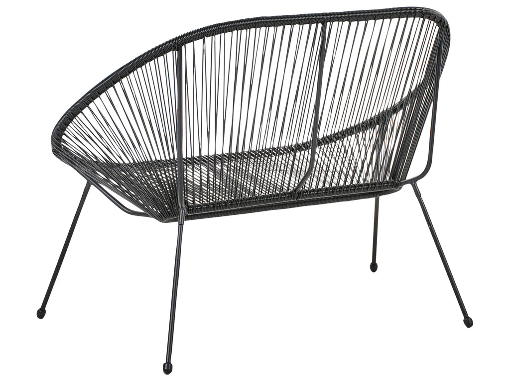 Banc de jardin 113 cm Résine tressée (PE) Noir