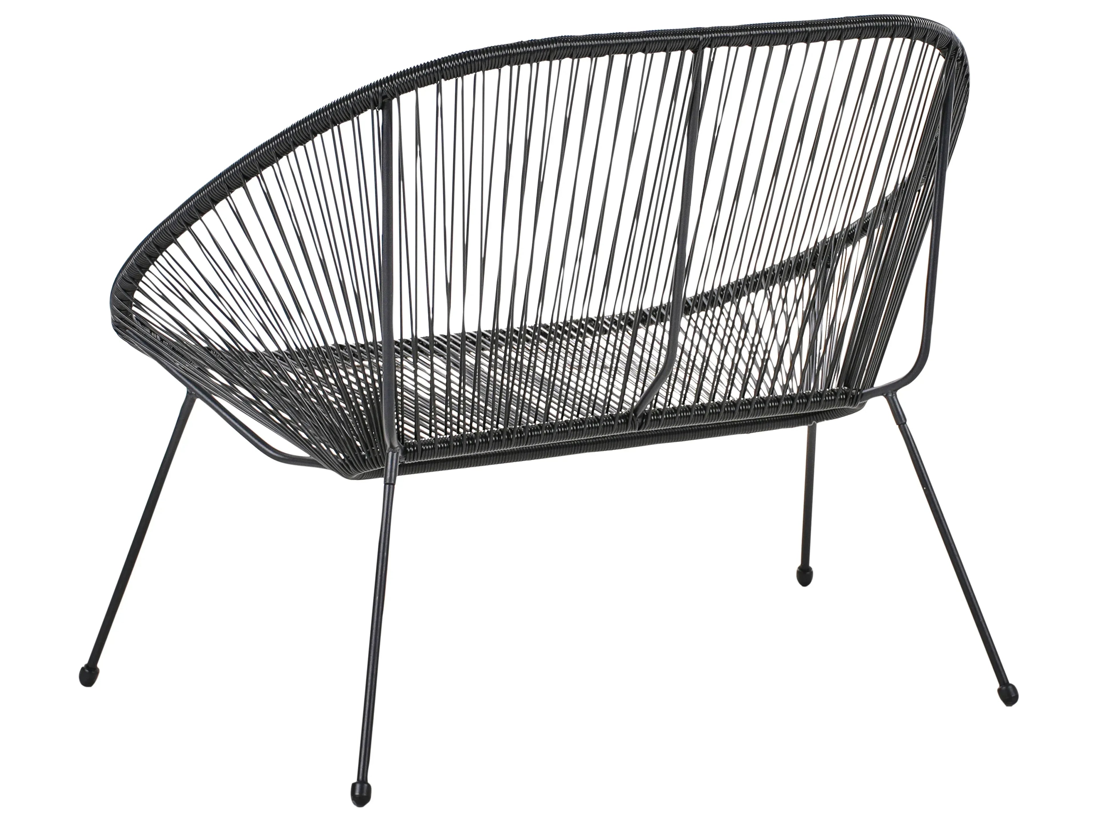 Banc de jardin 113 cm Résine tressée (PE) Noir