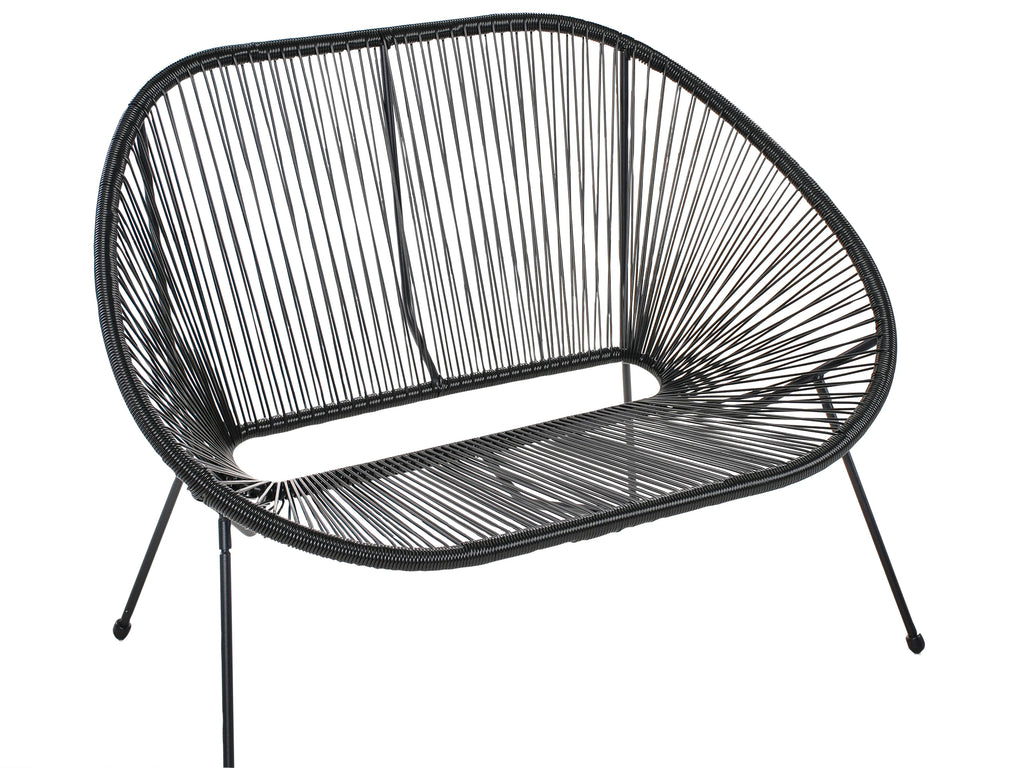 Banc de jardin 113 cm Résine tressée (PE) Noir