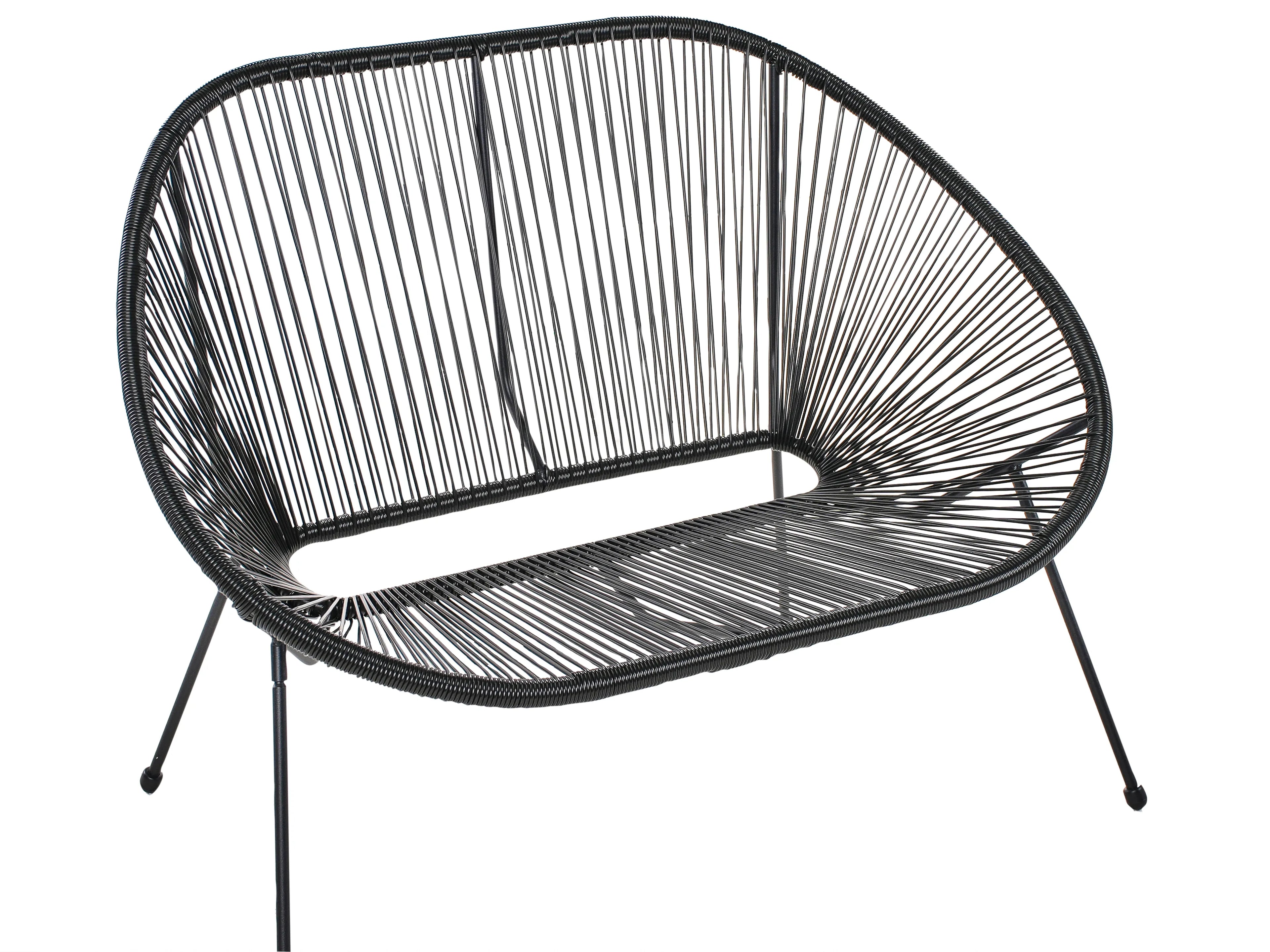 Banc de jardin 113 cm Résine tressée (PE) Noir
