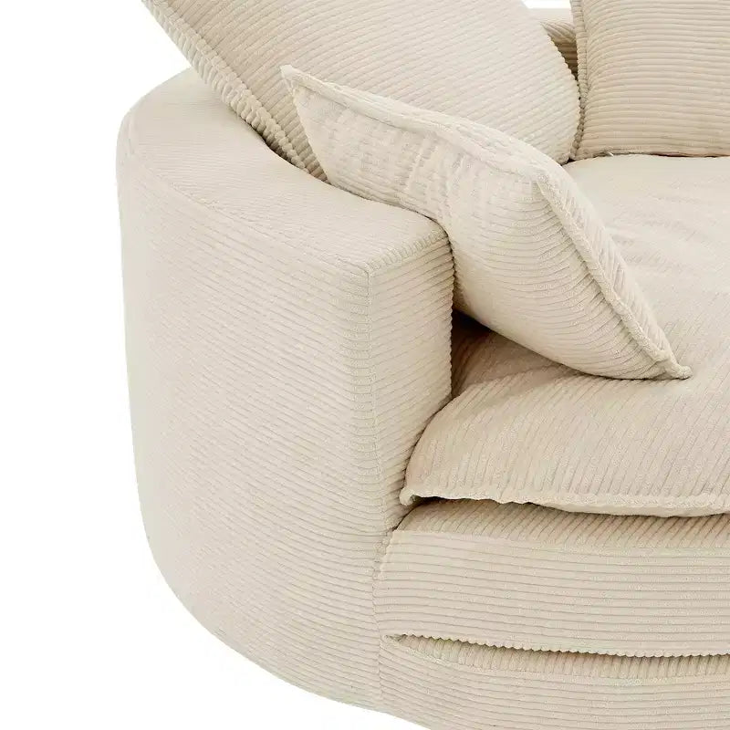 Fauteuil d'appoint pivotant à 360°, Fauteuil pivotant rond en forme de baril avec coussin pour salon