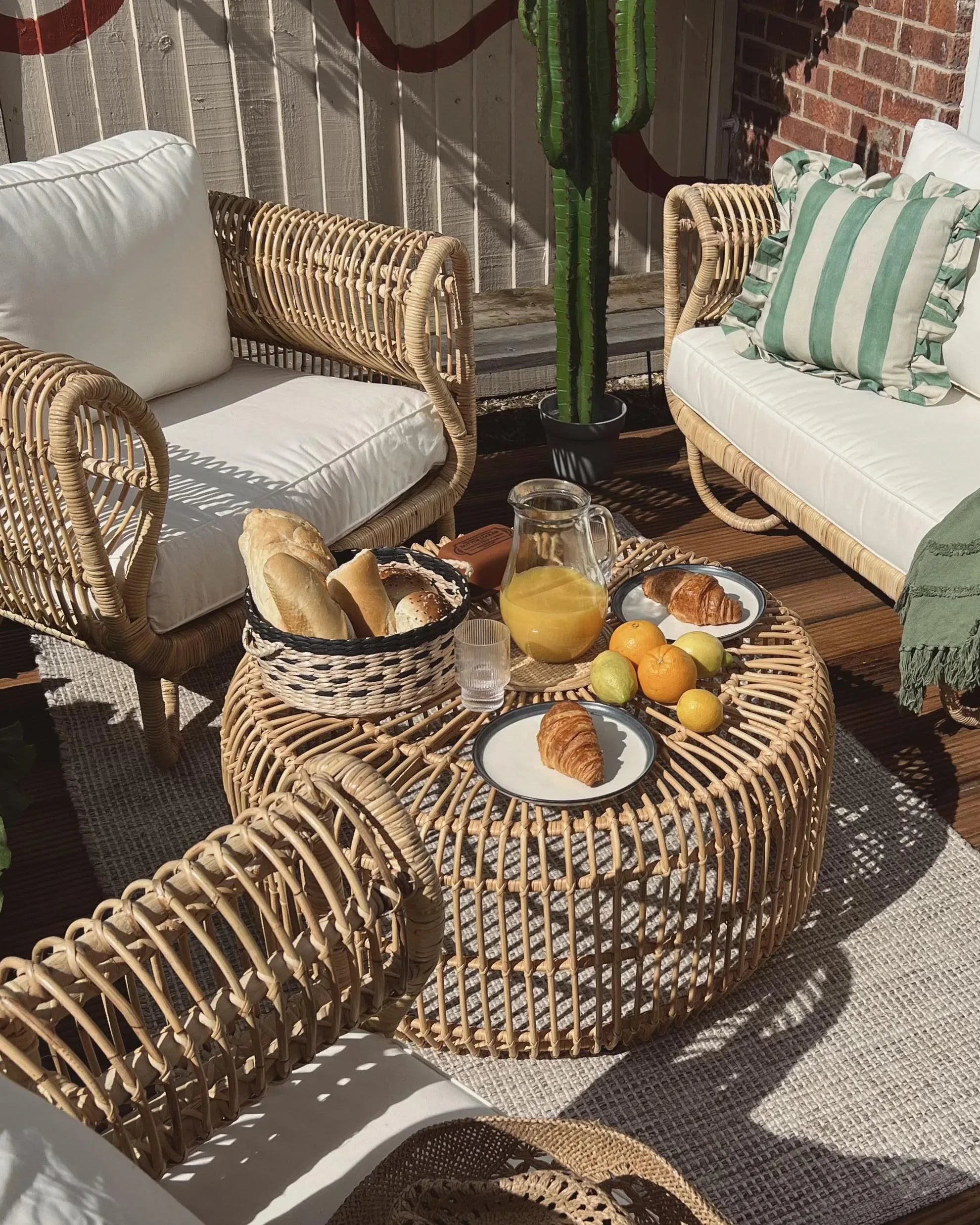 Table de jardin 85 cm 85 cm Rotin Marron clair