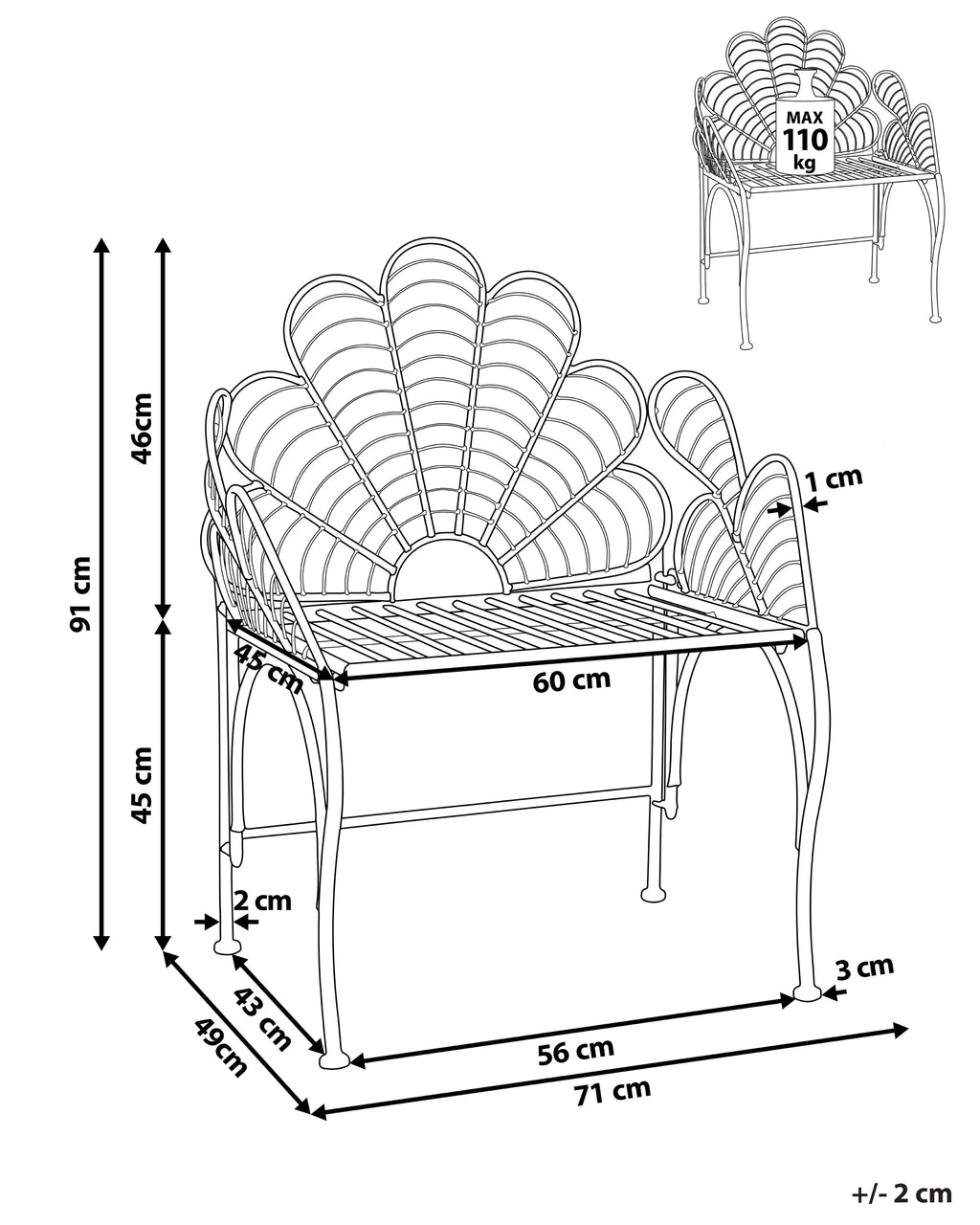 Chaise de jardin Métal Noir