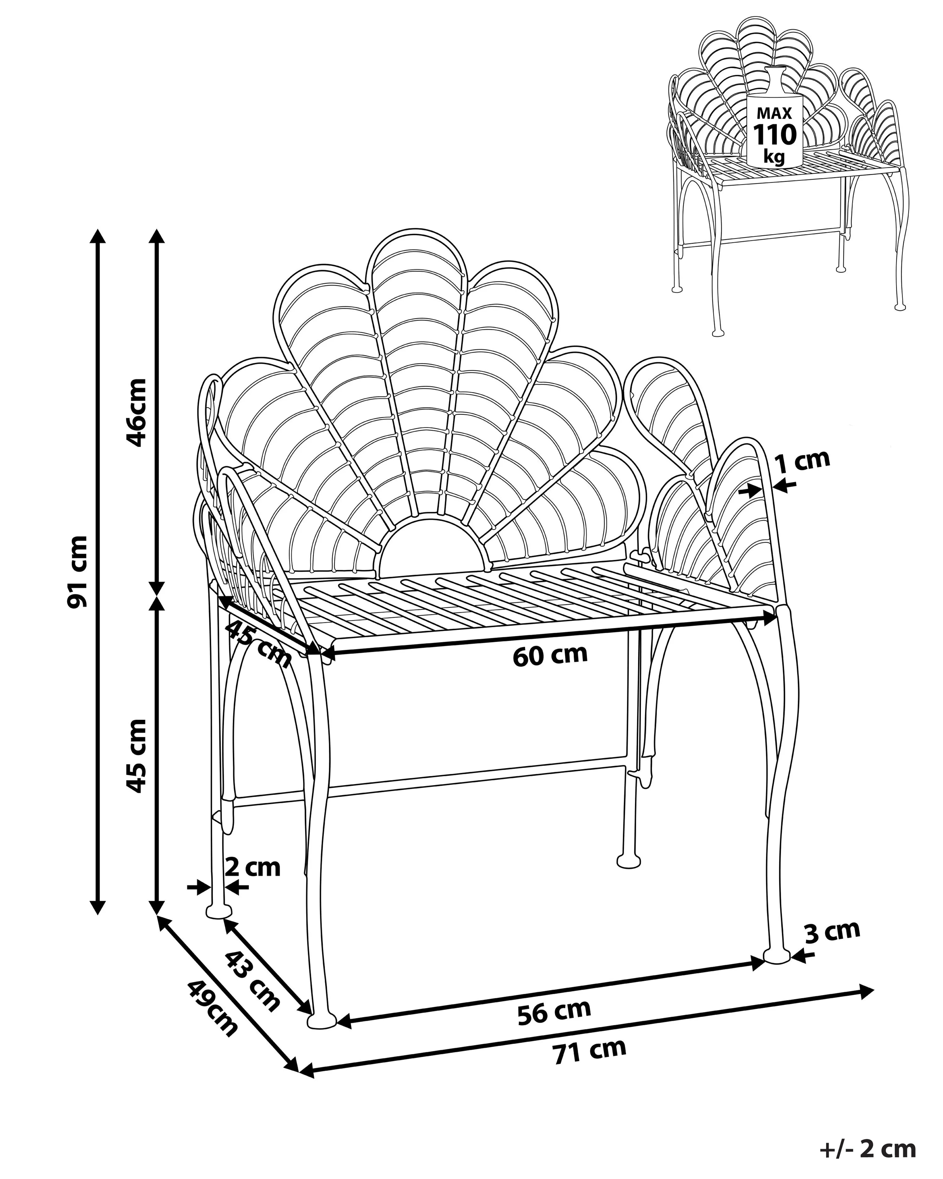 Chaise de jardin Métal Noir