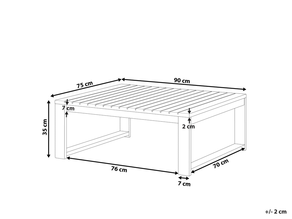 Table de jardin 90 cm 75 cm Bois d'acacia Rouge foncé