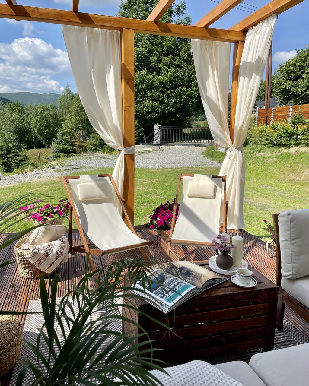Chaise longue pliante avec tissus de rechange Bois d'acacia Marron foncé
