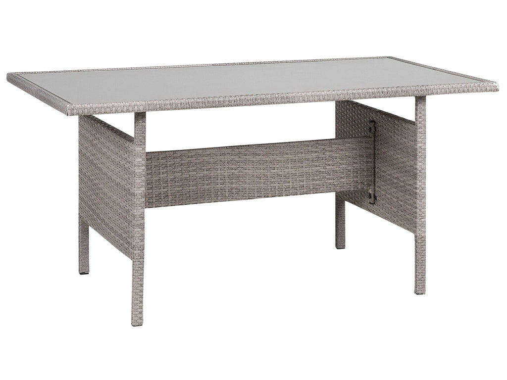Tavolo da pranzo da giardino  145 cm 80 cm Vetro Grigio chiaro