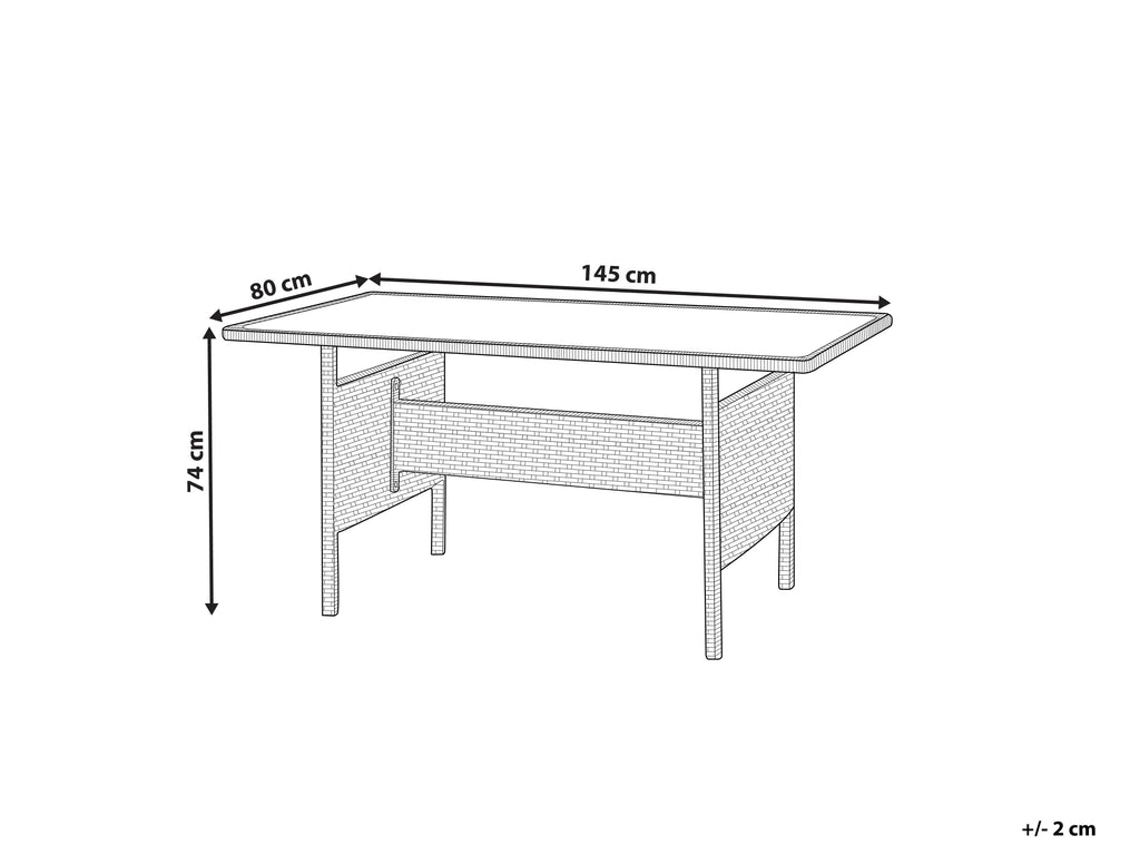 Table de salle à manger de jardin 145 cm 80 cm Verre Gris clair