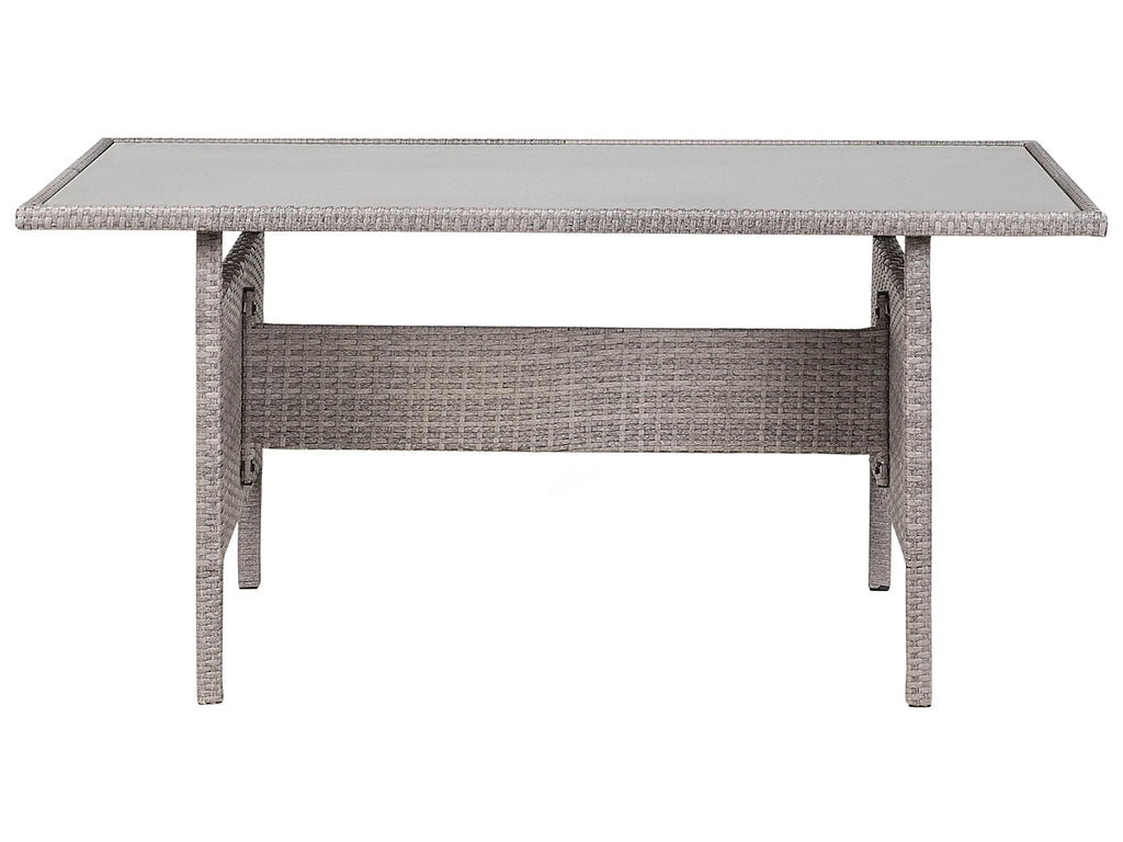 Table de salle à manger de jardin 145 cm 80 cm Verre Gris clair