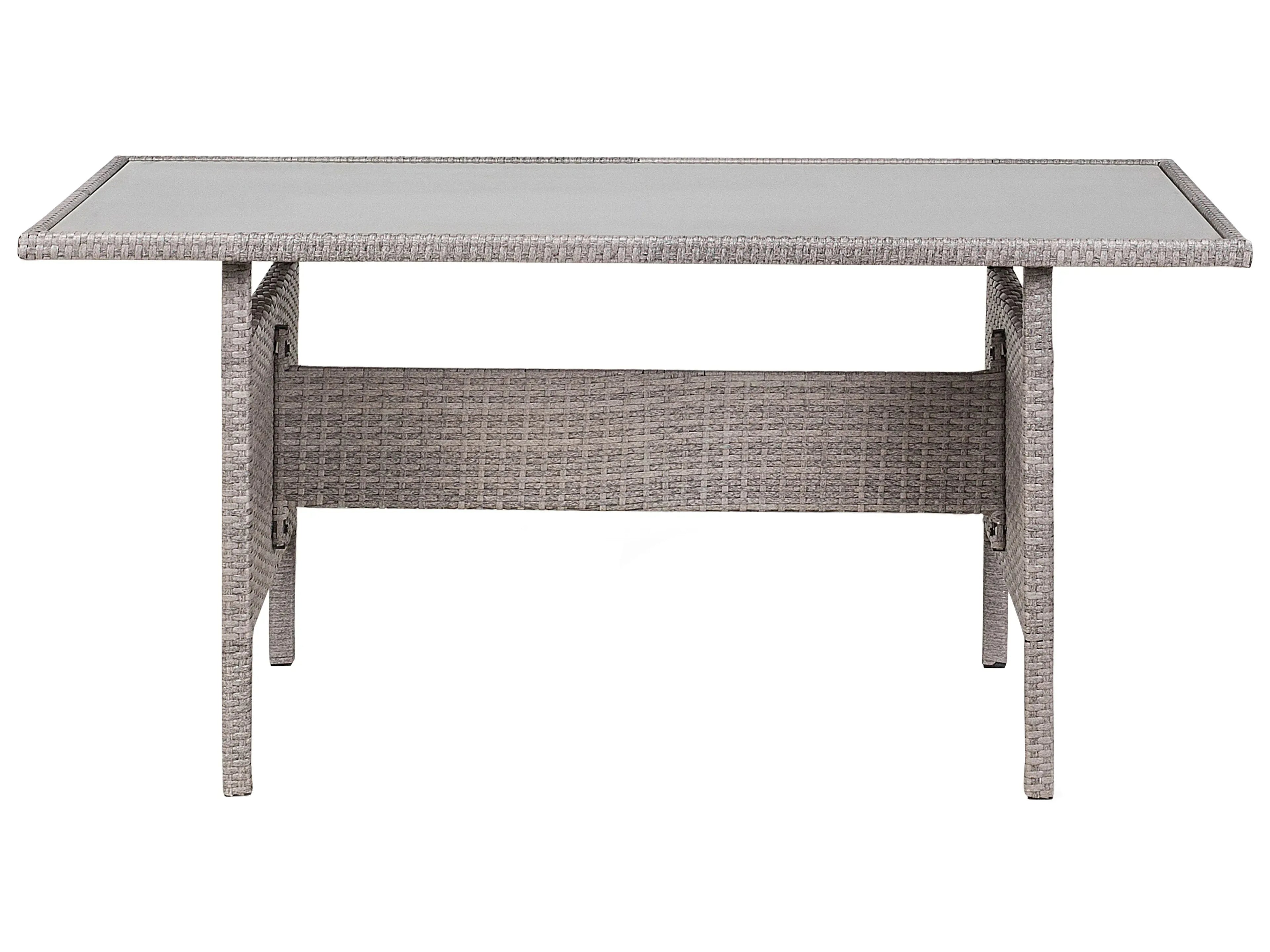 Table de salle à manger de jardin 145 cm 80 cm Verre Gris clair