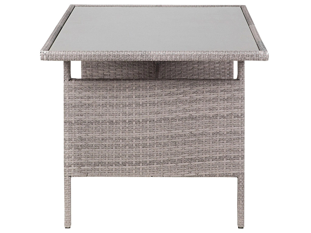 Table de salle à manger de jardin 145 cm 80 cm Verre Gris clair