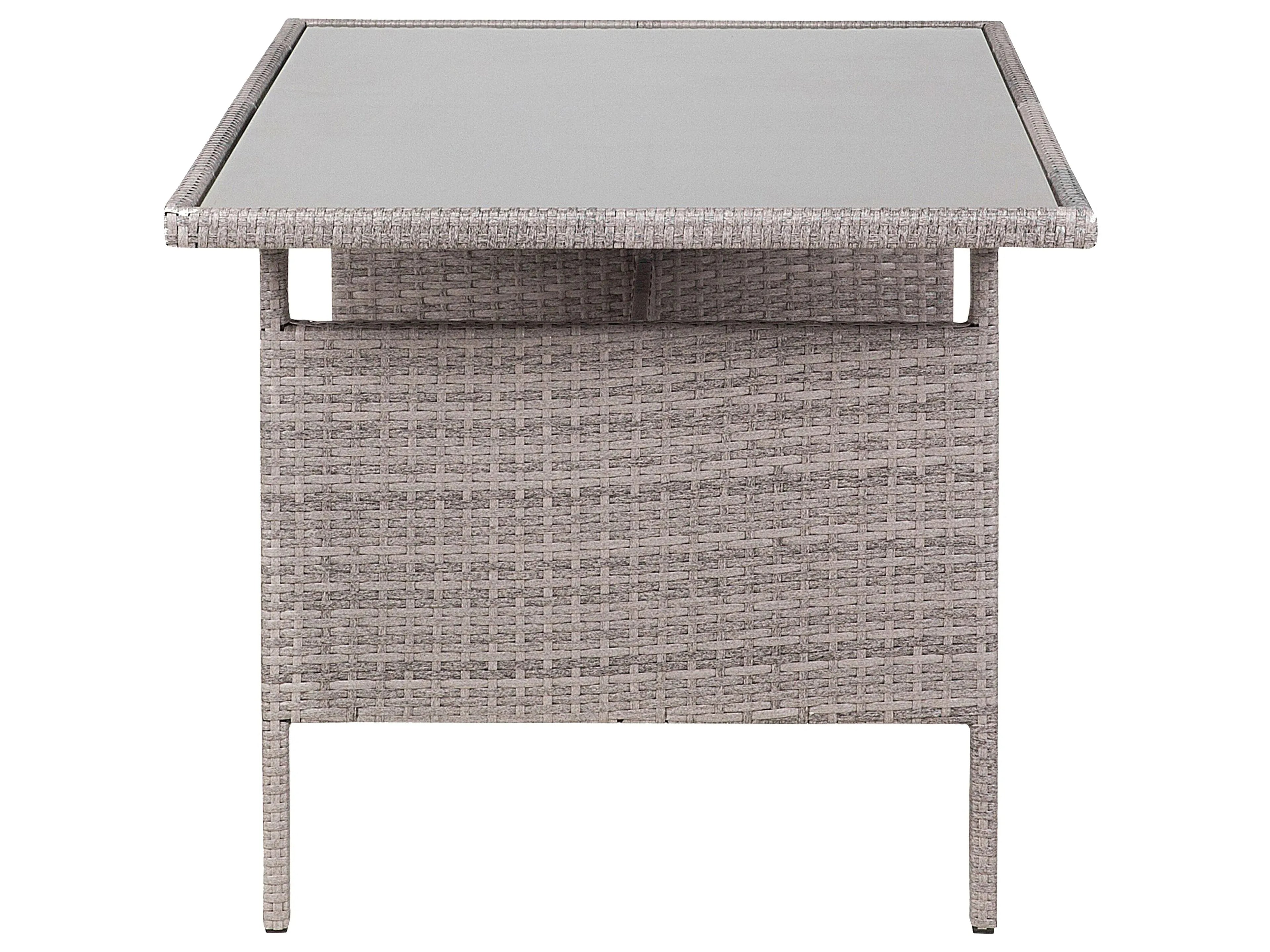 Table de salle à manger de jardin 145 cm 80 cm Verre Gris clair