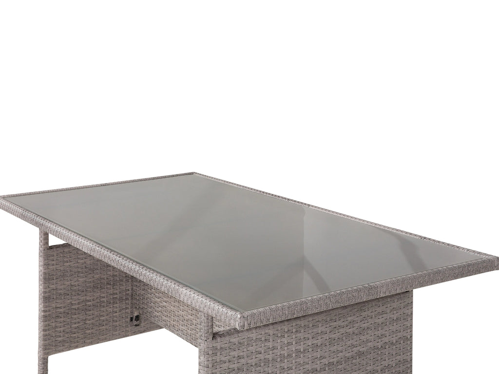 Table de salle à manger de jardin 145 cm 80 cm Verre Gris clair