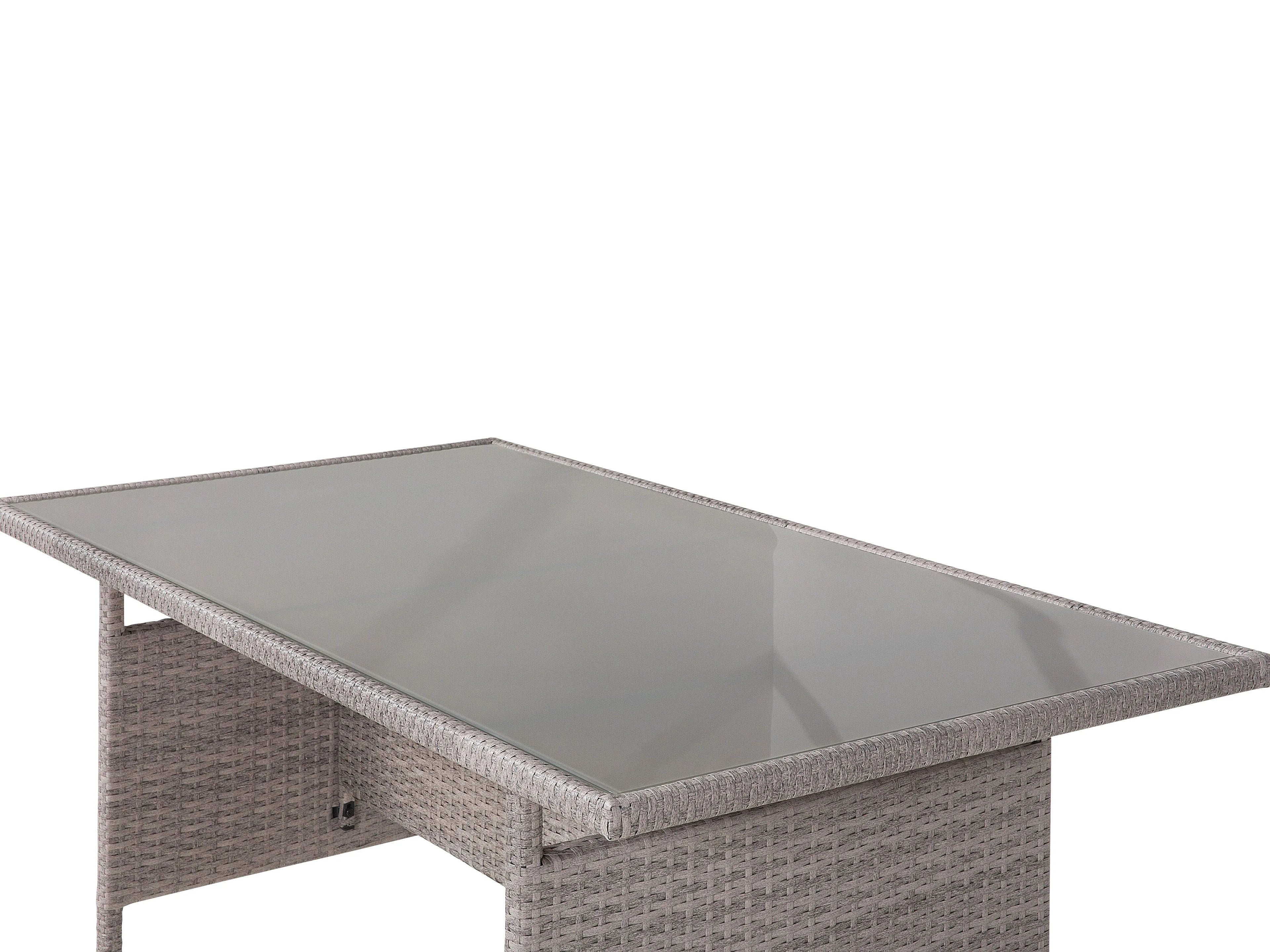 Table de salle à manger de jardin 145 cm 80 cm Verre Gris clair