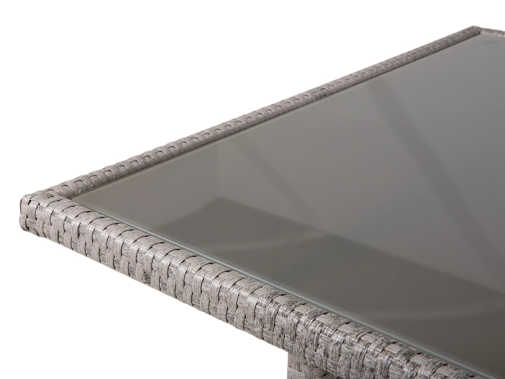 Table de salle à manger de jardin 145 cm 80 cm Verre Gris clair