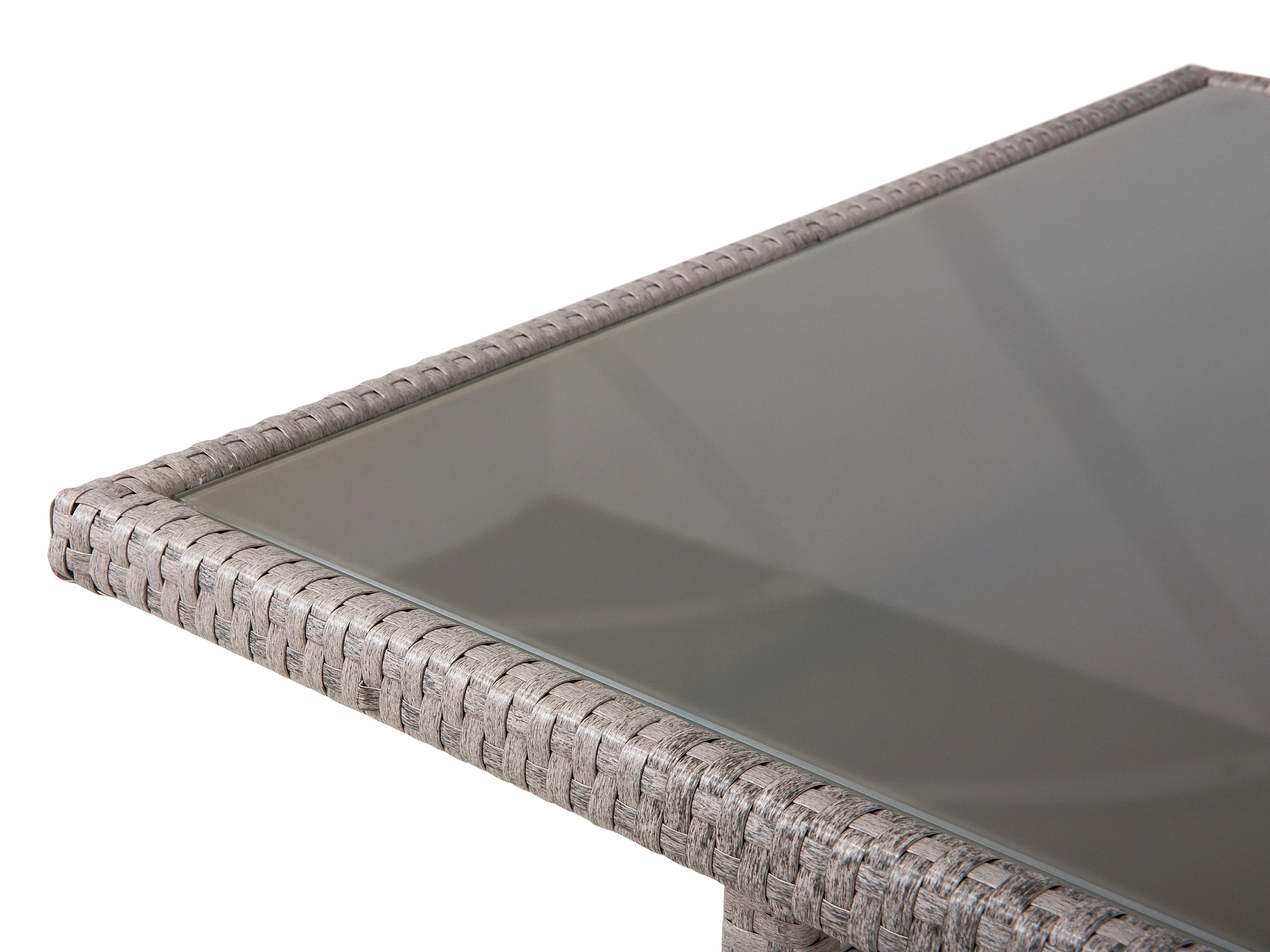 Table de salle à manger de jardin 145 cm 80 cm Verre Gris clair
