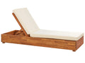 Lettino Prendisole con Cuscino  Legno d'acacia Marrone