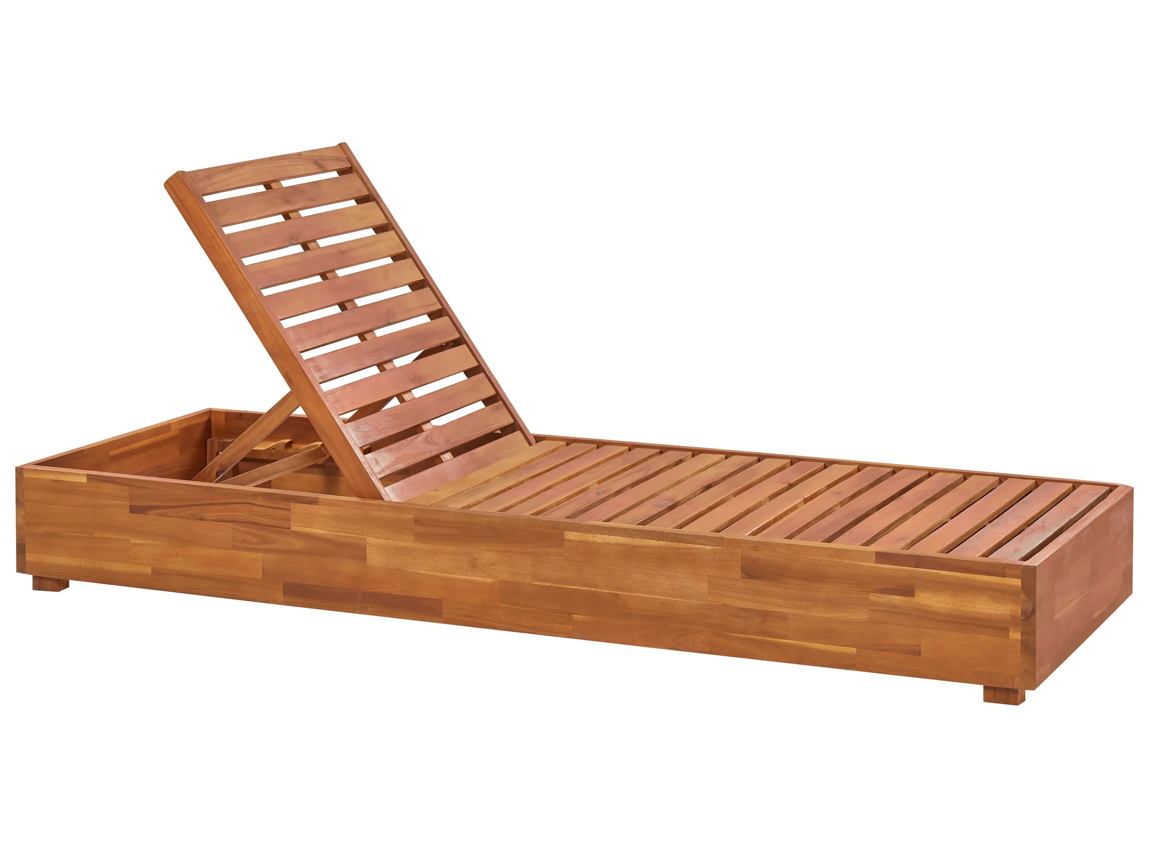Chaise longue de jardin avec coussin en bois d'acacia marron