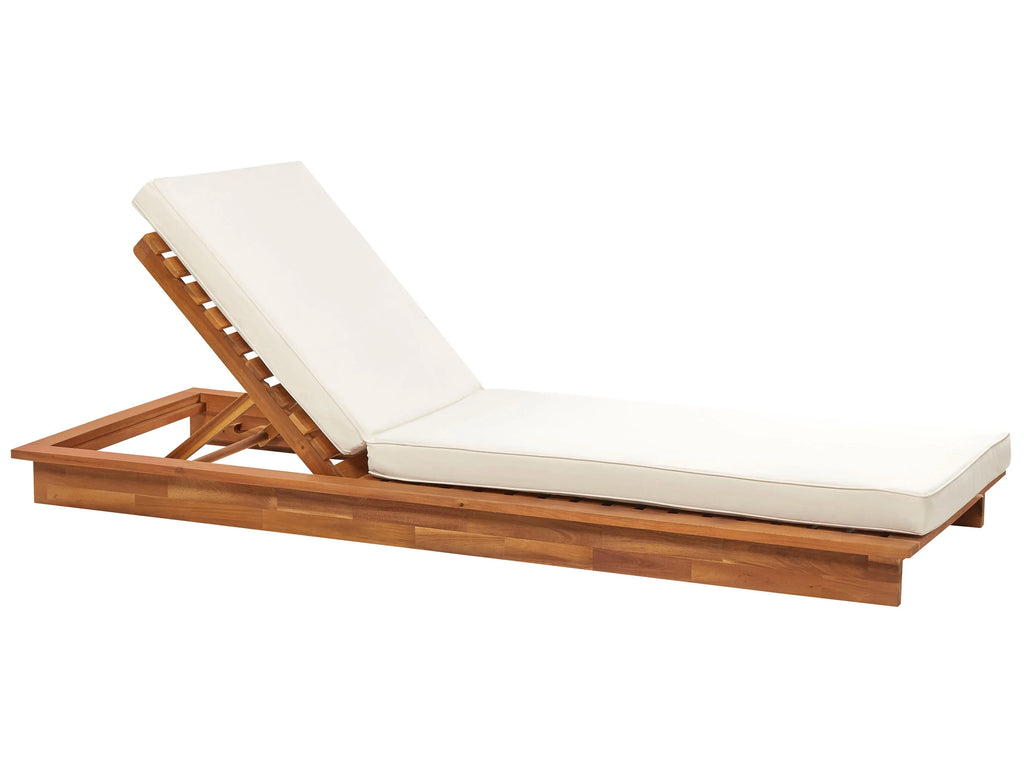 Lettino Prendisole con Cuscino  Legno d'acacia Marrone