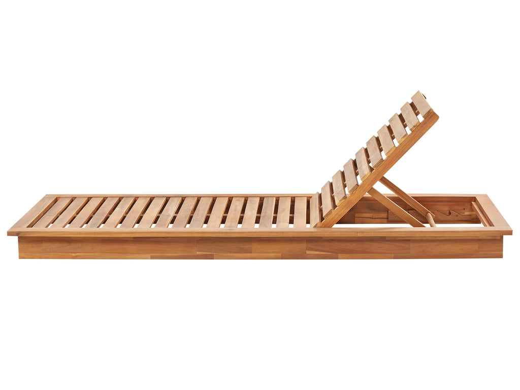 Chaise longue de jardin avec coussin en bois d'acacia marron