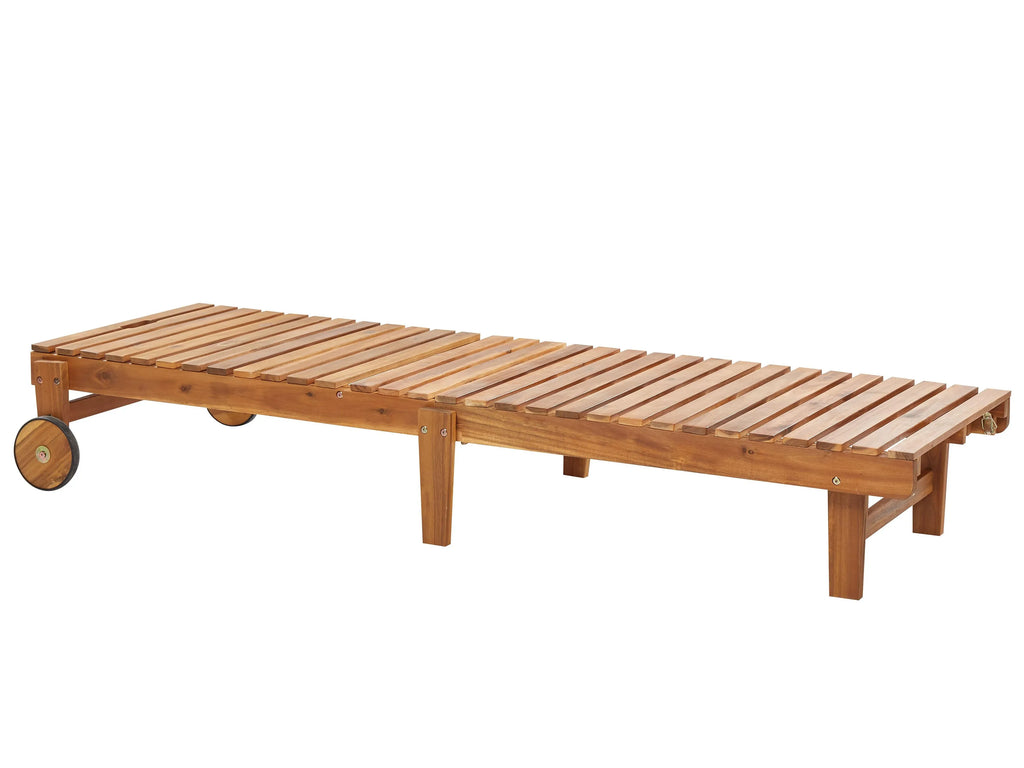 Chaise longue en bois d'acacia marron