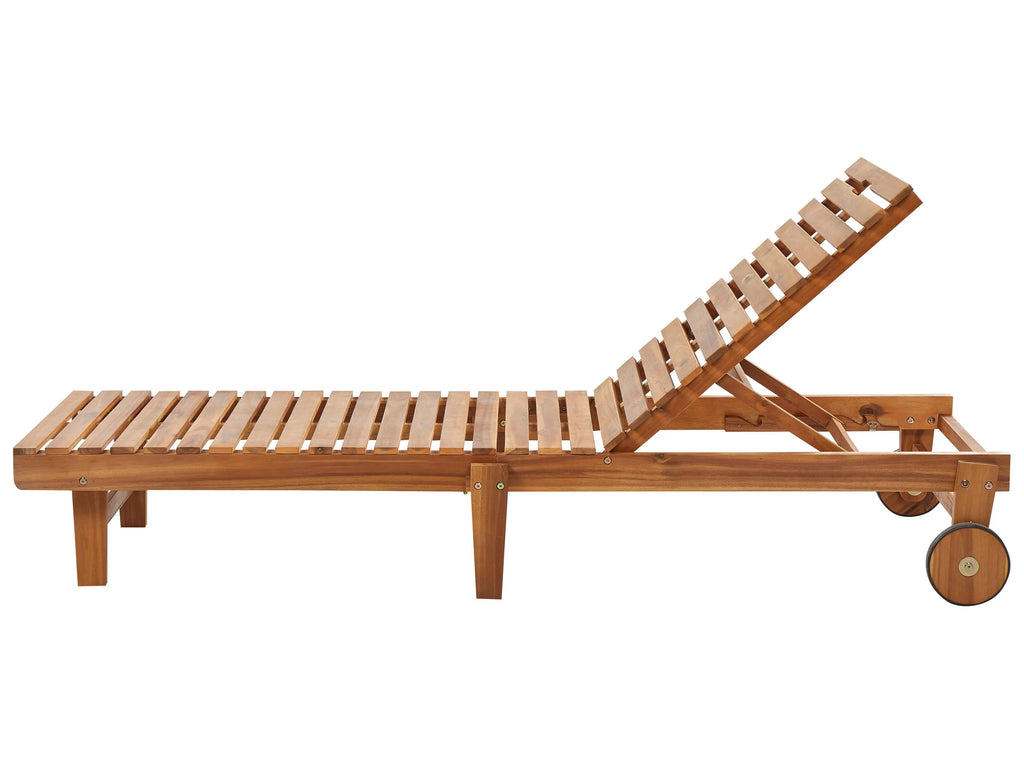 Chaise longue en bois d'acacia marron