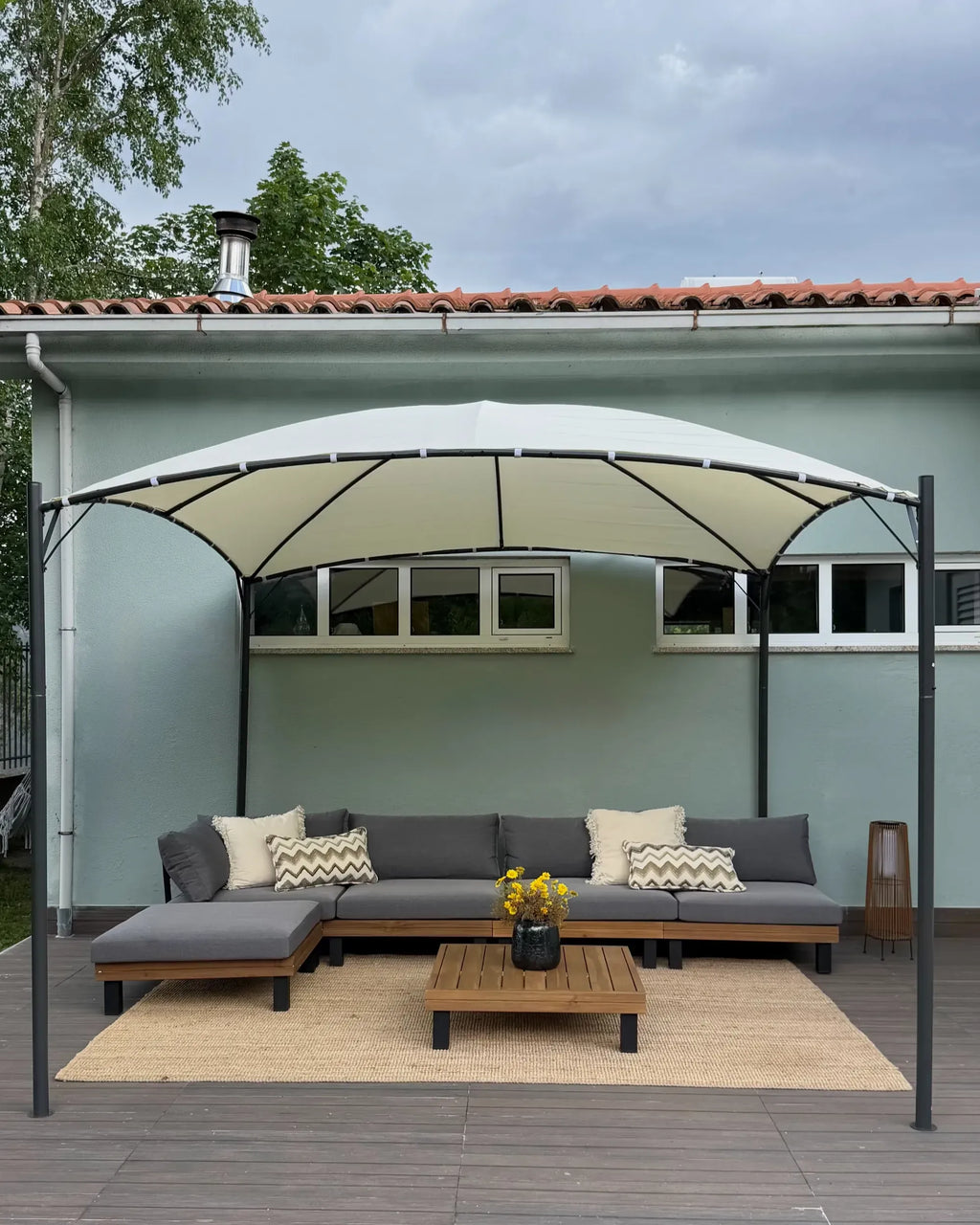 Gazebo en métal 305 cm x 305 cm Beige