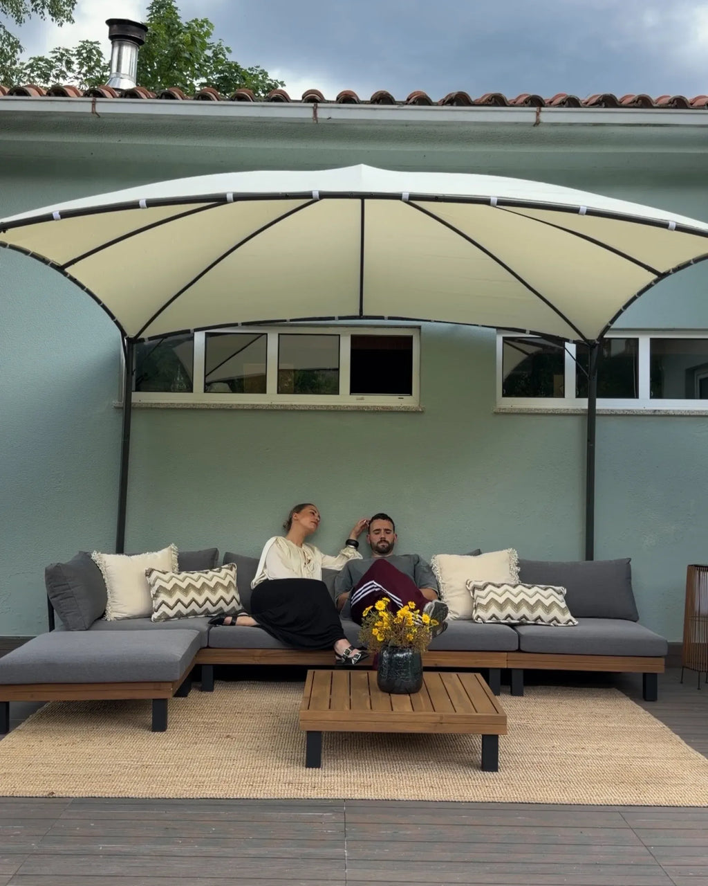 Gazebo en métal 305 cm x 305 cm Beige