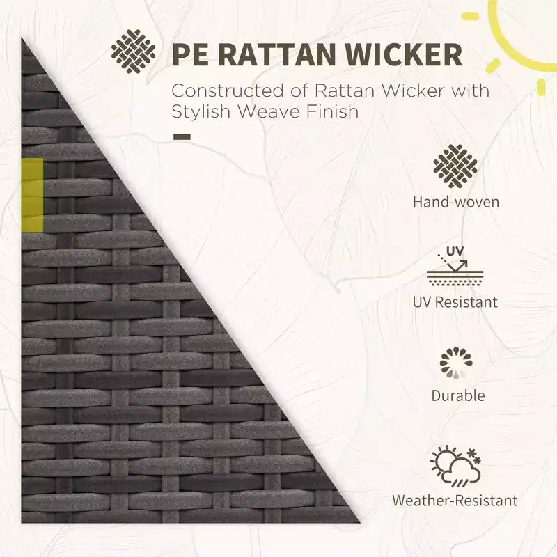 Ensemble de canapés en rotin 4 pièces, ensemble de canapés de patio en osier avec causeuse, chaises et table basse en verre pour jardin extérieur