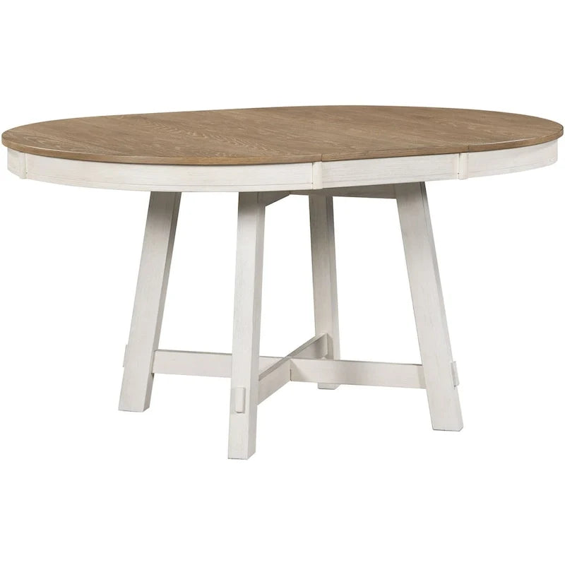 Table de salle à manger ronde extensible de style ferme avec 16 rallonges en bois
