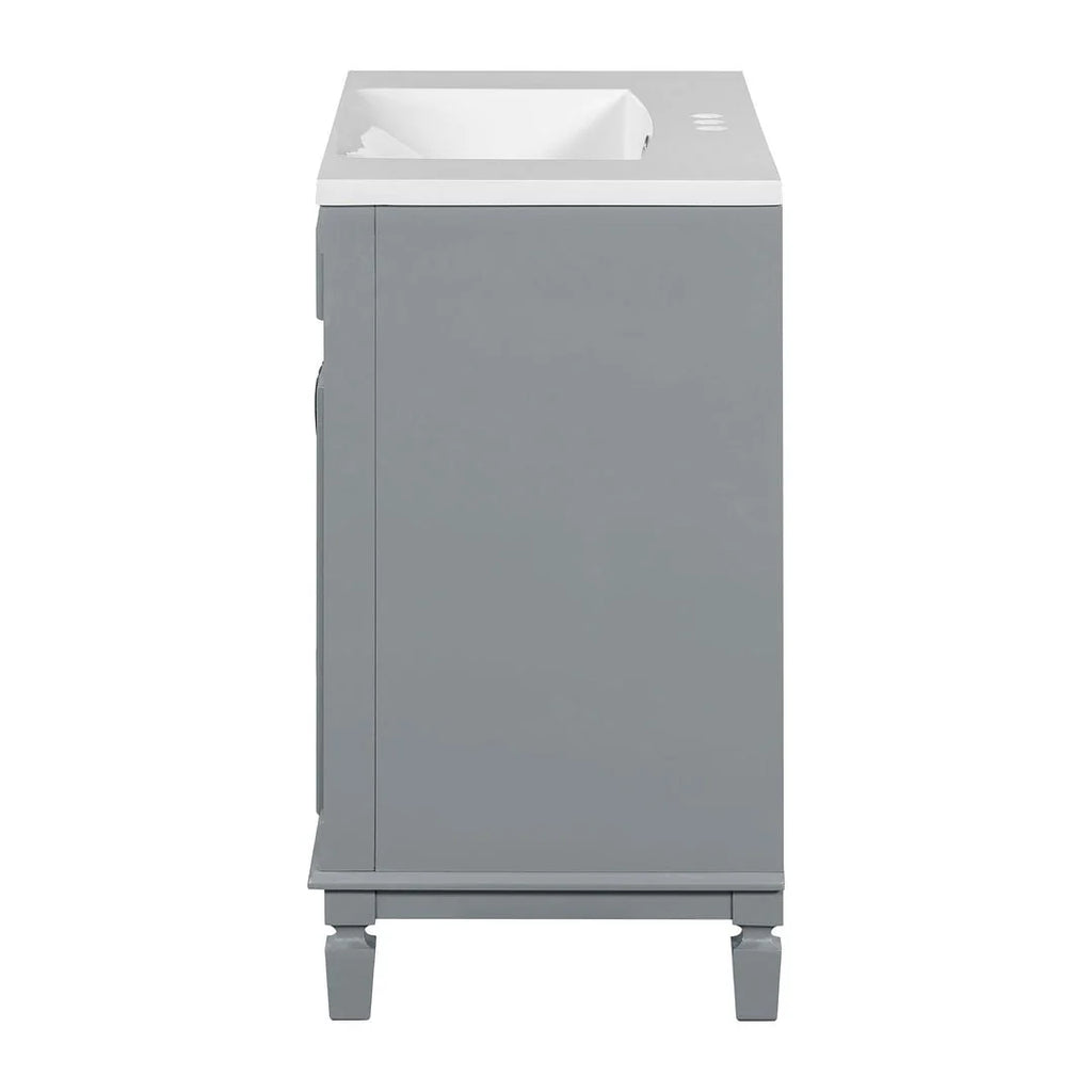 Meuble-lavabo de salle de bain moderne de 91 cm avec lavabo et armoire de toilette, 2 portes et 2 tiroirs