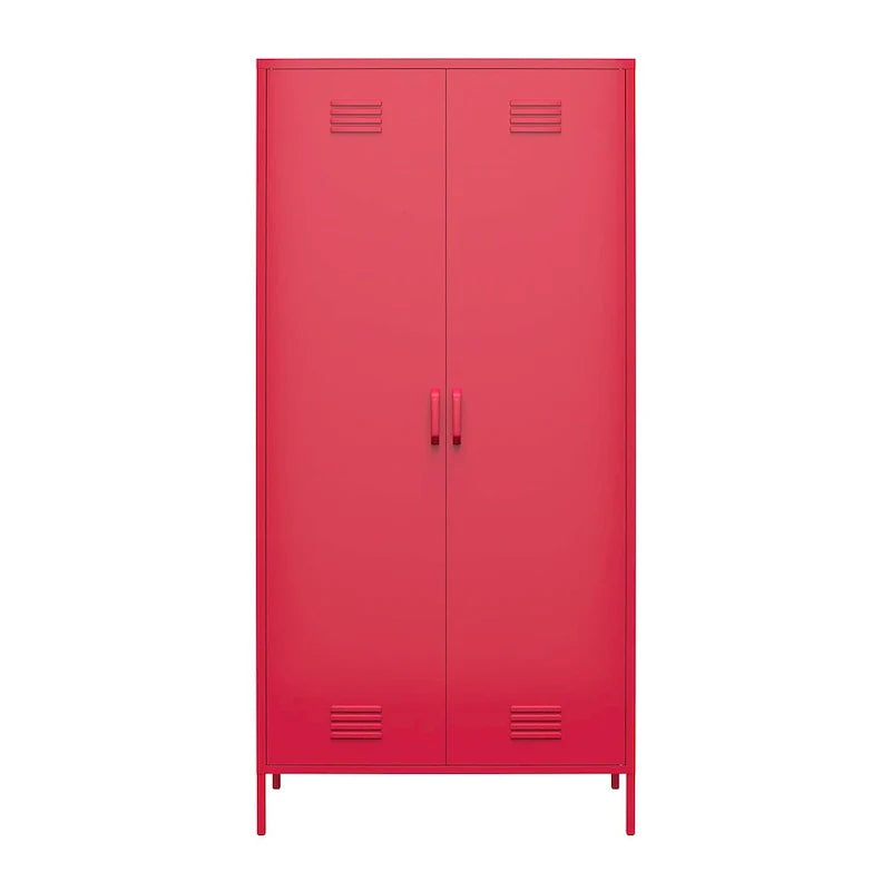 Armoire de rangement haute en métal à 2 portes, orange/rose, 1 personne
