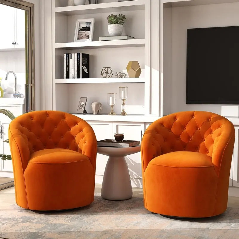 SEYNAR Fauteuil club pivotant à 360 degrés en velours moderne avec dossier capitonné - Lot de 2