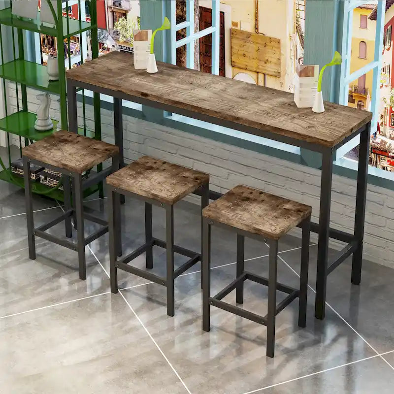 Ensemble table de bar et 3 tabourets