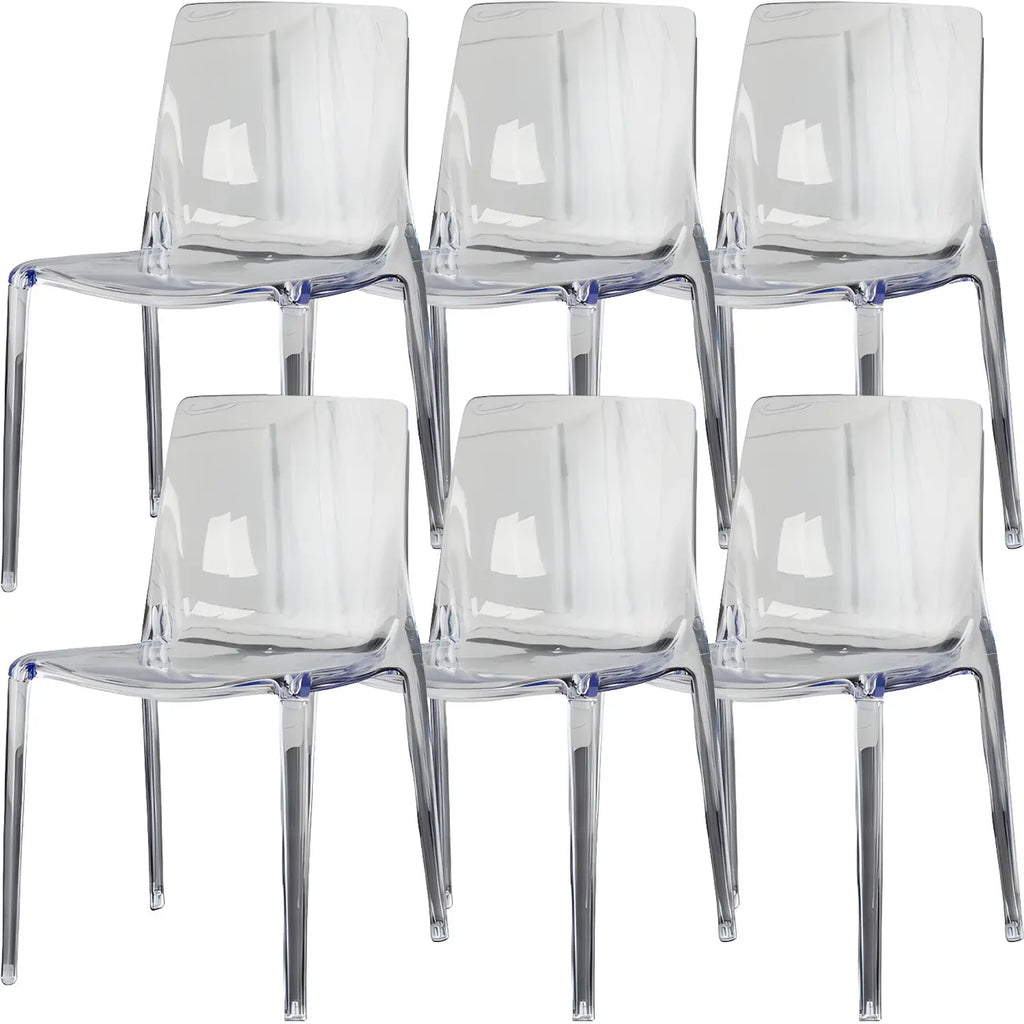 Chaise de salle à manger sans accoudoirs à dossier bas en acrylique ambre