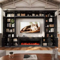 Meuble TV mural EROMMY 112L avec cheminée et lumières LED