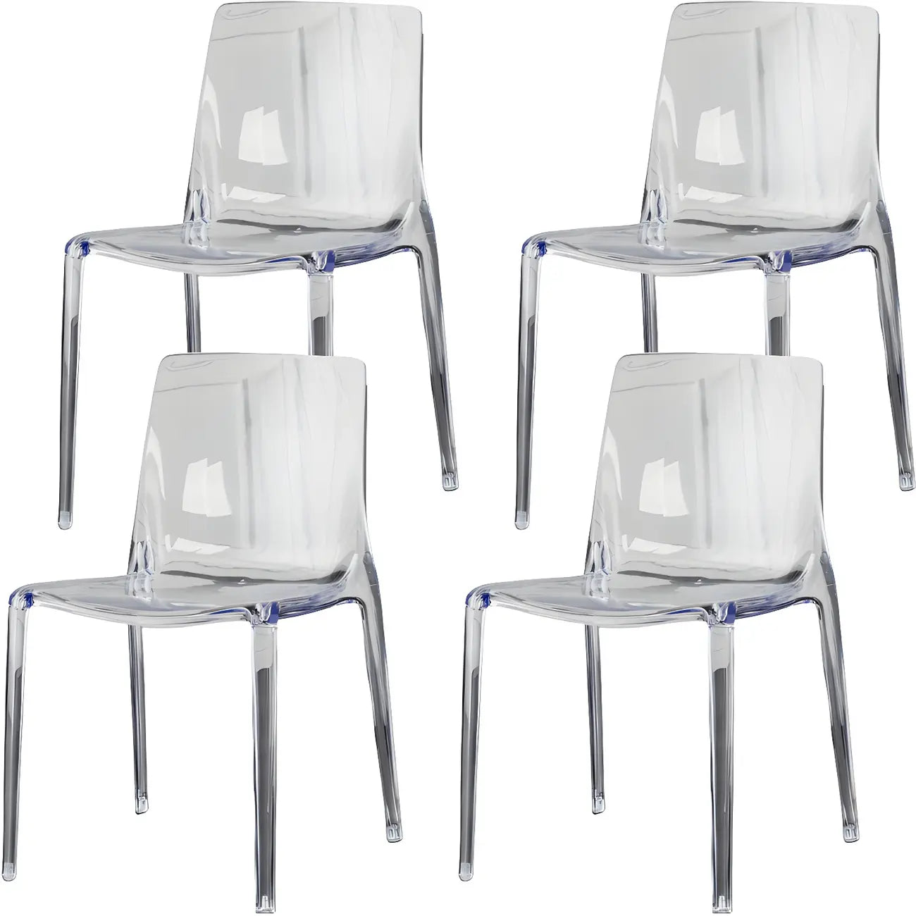 Chaise de salle à manger sans accoudoirs à dossier bas en acrylique ambre