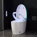 Toilette Bidet Intelligente avec Abattant et Siège à Ouverture/Fermeture Automatique, Chasse d'Eau à Capteur au Pied, Design Monobloc Allongé Sans Réservoir, Siège Chauffant