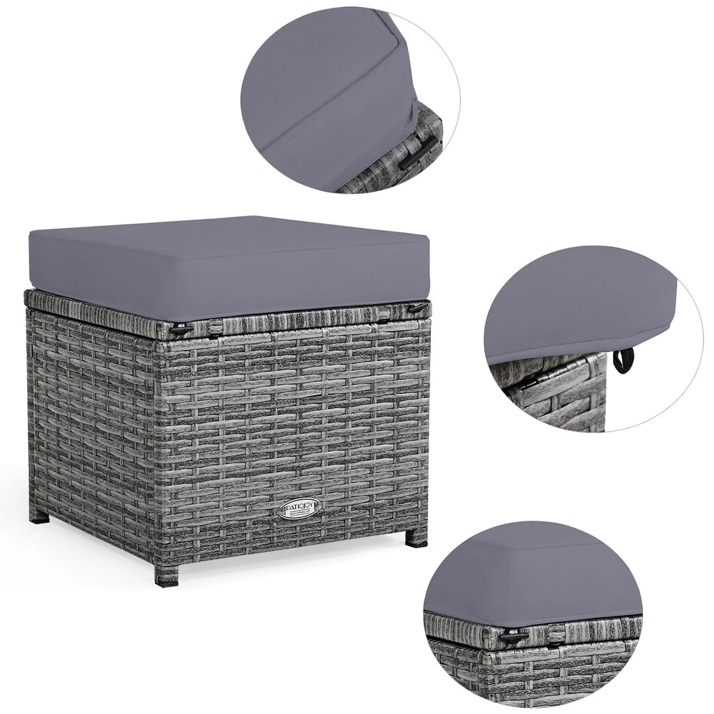 Ensemble de salle à manger Costway 7 pièces en rotin pour terrasse, canapé sectionnel et pouf - Voir détails