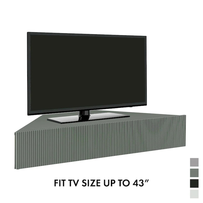 Meuble TV d'angle flottant 47", 3 étagères, style transitoire, montage mural peu encombrant