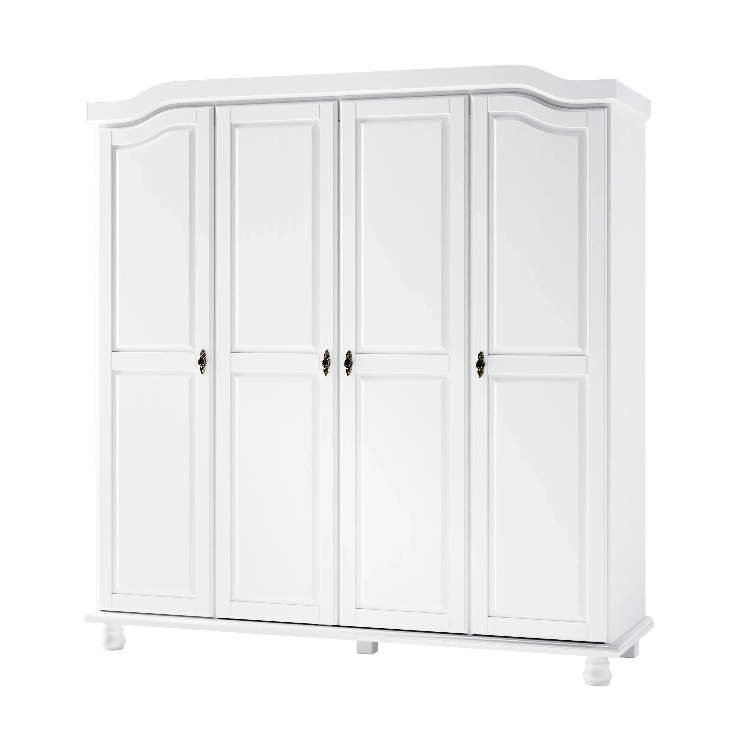 Palace Imports Kyle Armoire 4 portes 100 % en bois massif avec portes en bois massif ou portes miroir