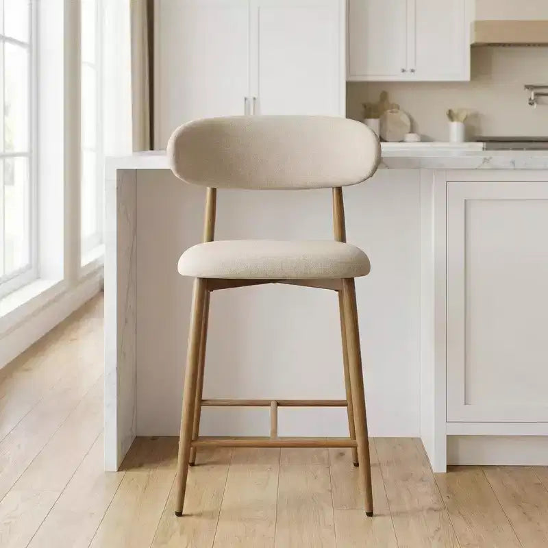 Tabouret de bar hauteur comptoir avec siège rembourré et pieds en métal, chaise d'îlot de cuisine moderne de 26,3 pouces
