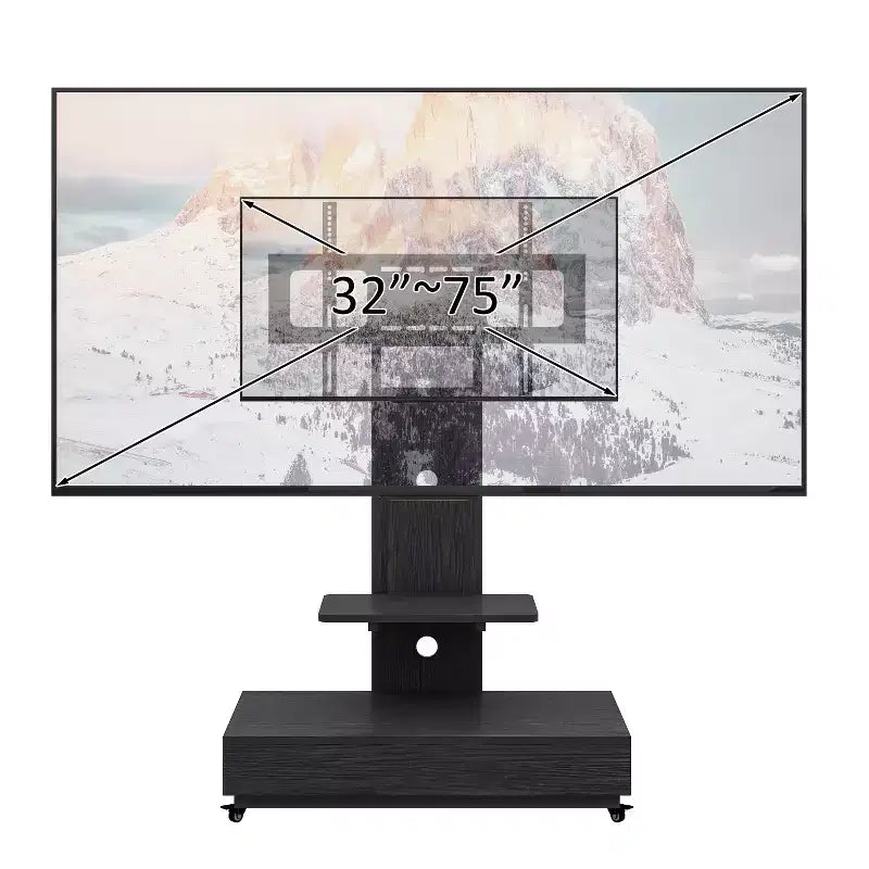 Meuble TV pour téléviseurs de 32 à 75 pouces, Chariot TV mobile à hauteur réglable avec tiroir et roulettes pour salon, chambre, bureaux -ModernLuxe