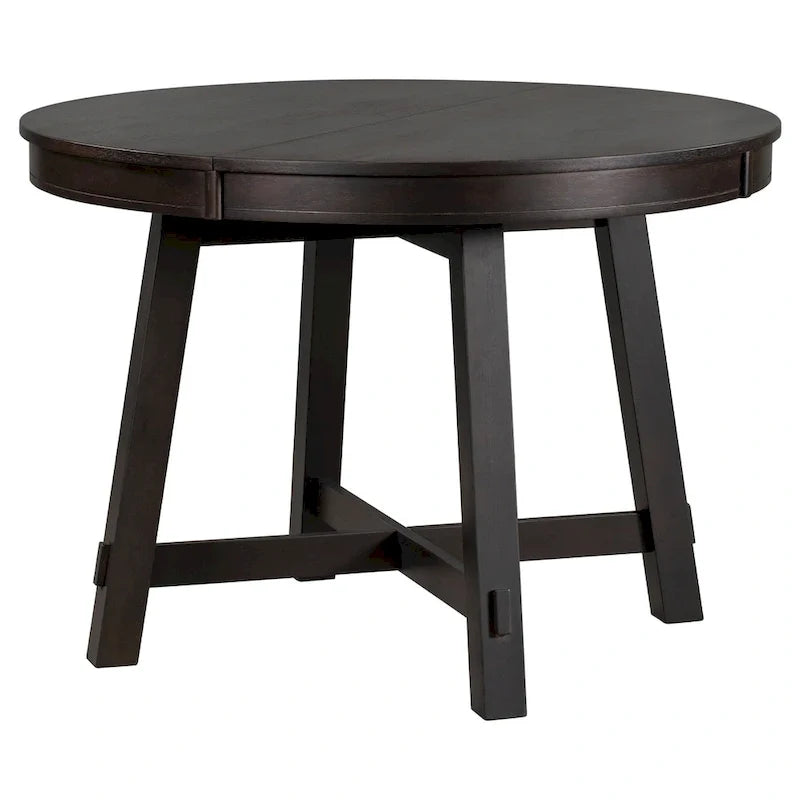 Table de salle à manger ronde extensible de style ferme avec 16 rallonges en bois