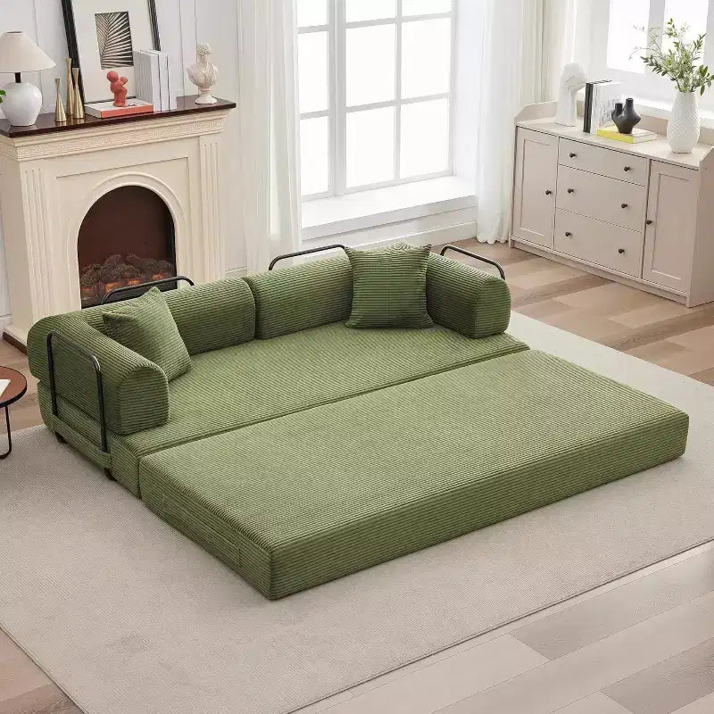 Canapé-lit convertible 2 en 1, canapé-lit pliant en velours côtelé confortable avec assise profonde et accoudoirs larges, canapé sans armature, pour salon, appartements