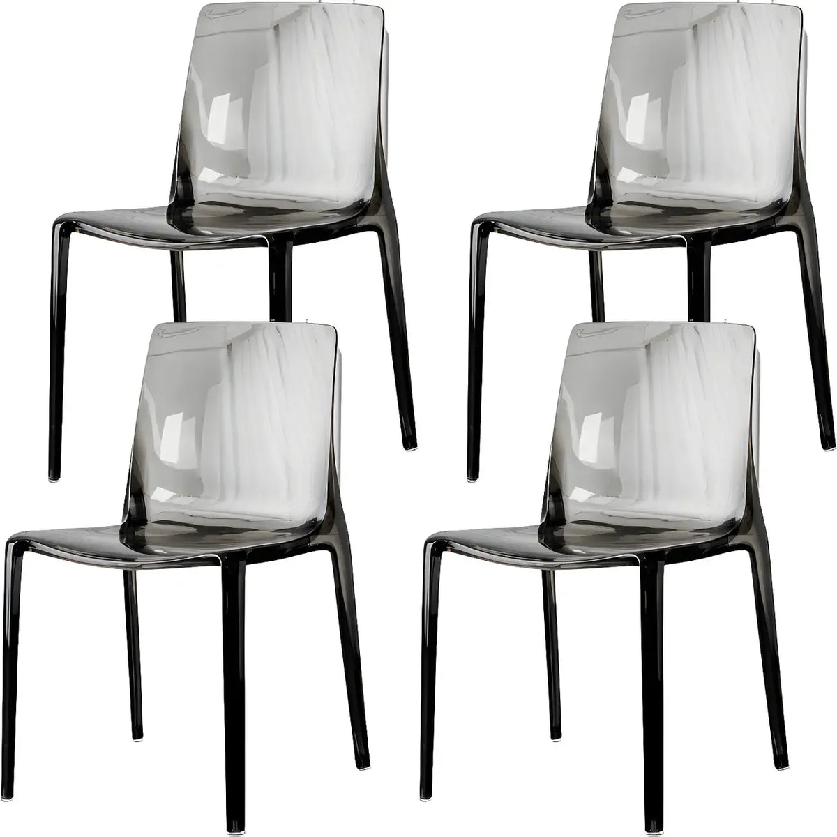 Chaise de salle à manger sans accoudoirs à dossier bas en acrylique ambre